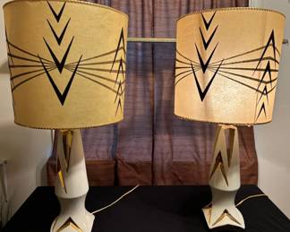 310 2 White And Gold Lamps