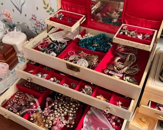 Assorted costume jewelry, vintage pieces and sterling