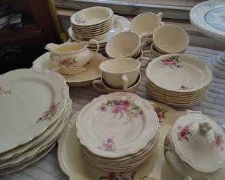 Antique dishes 8 place settings plus serving pieces. 1940's era