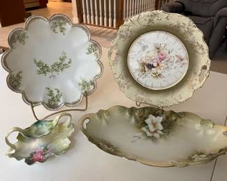 Extensive selection of antique hand-painted porcelain by R.S. Prussia and others.
