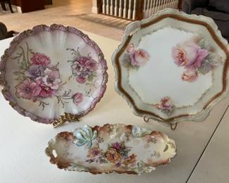 Extensive selection of antique hand-painted porcelain by R.S. Prussia and others.
