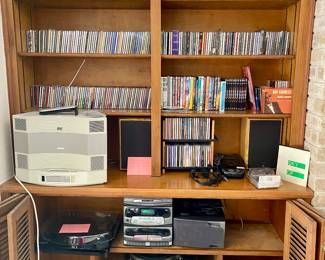 music center, cd's, DVD's, vinyl records