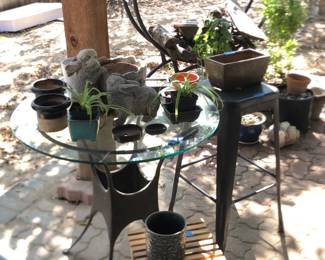 Patio Table and Stools, fire wood holder