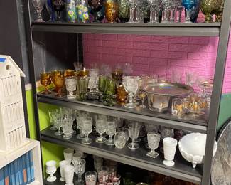 Glasses and plates. Different sizes and colors