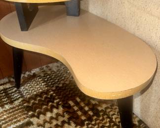 FABULOUS Pair of kidney shaped  2 tier Sidetables midmod