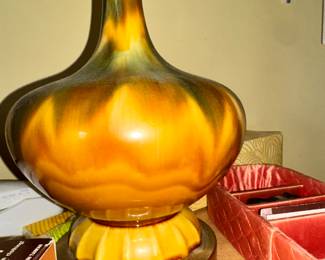 Pair Funky and Fun lamps Haeger fire-glazed "Lava drip lamps"