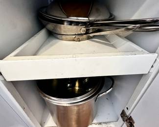 All Clad stainless steel cookware.
