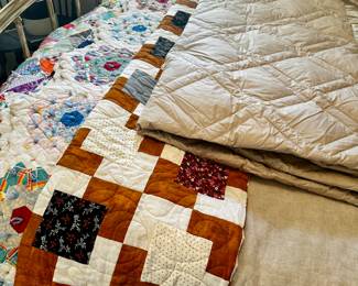 Brand new  The Company Store queen sage green down filled blanket.