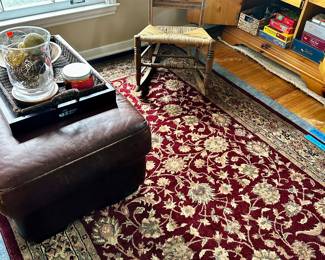 Burgundy floral area rug, freshly cleaned.