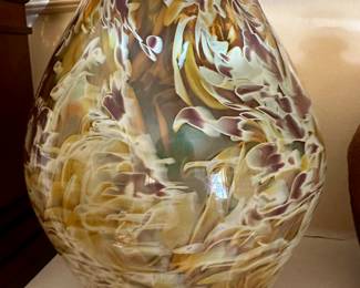 Hand blown signed glass vase.