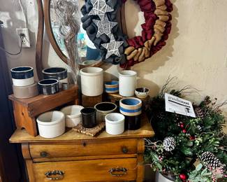 Antique small 3 drawer dresser with mirror.