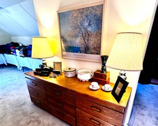 Oak dresser and decor.