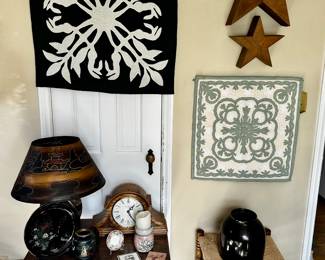 More Hawaiianquilts and antique oak side table.