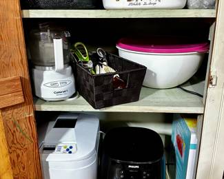 Corningware,T upperware, air fryer and a bread maker.