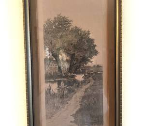 Antique Ernest Rost etching.