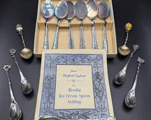 Sheffield England Rivelin Ice Cream Spoon Set L&W Ltd EPNS Silver Tone Collectible