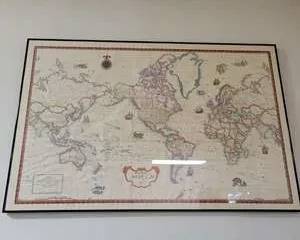 Rand McNally World Map Signature Series Framed Vintage Style Wall Hanging with Mercator's Projection Legend