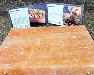 Himalayan Pink Salt Cooking Block with Metal Stand and Cooking Guide