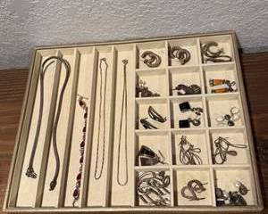 Silver Necklaces Silver Earrings Red Stone Silver Bracelet Mixed Sterling Jewelry Lot
