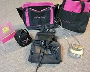 Mary Kay Pink and Black Cosmetic Bags with Makeup Organizers and Accessories