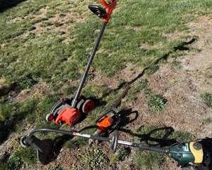 Bolens 31cc Gas String Trimmer with Red and Black Electric Lawn Edger and Straight Shaft Brush Cutter