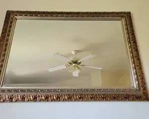 Large Ornate Carved Wood Wall Mirror with Detailed Frame