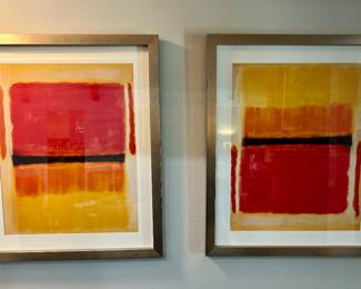 Pair of framed abstract artwork