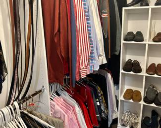 Men’s clothing including Neiman Marcus, Burberry, Lacoste, Brooks Bros, Ralph Lauren Polo, Tommy Hilfiger