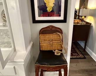 Very nice leather, cane-back barstools