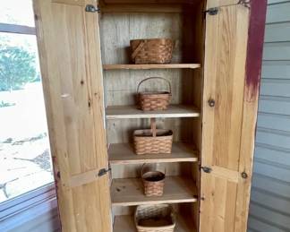002-SUN: Rustic Pine Cabinet/Longaberger Basket Vignette
