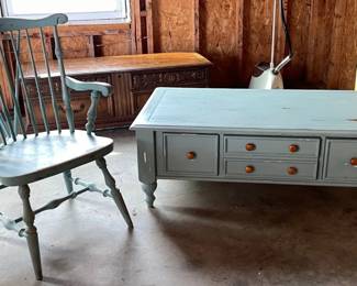 029-GAR: Chalk Paint Coffee Table and Chair