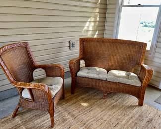 001-SUN: Wicker Settee and Chair