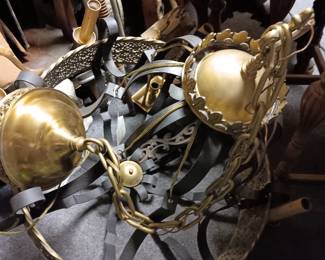 Large iron and bronze ceiling chandeliers