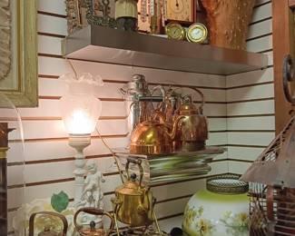 Copper and metalware teapots