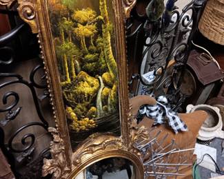 Painted mirrors, and metal wall art