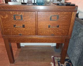 Oak file cabinet table