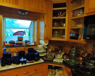 Nice black glass and pots and pans