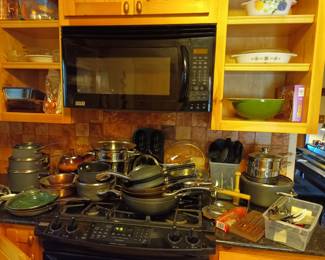Calphalon and greenware along with Pyrex and corningware