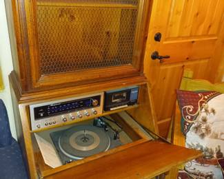 Custom console stereo in a secretary desk! Very cute