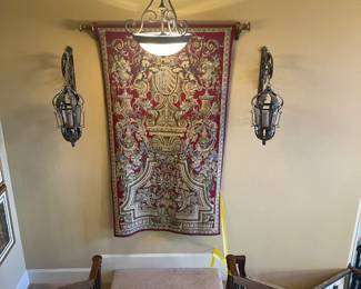 Large hanging tapestry…light fixtures