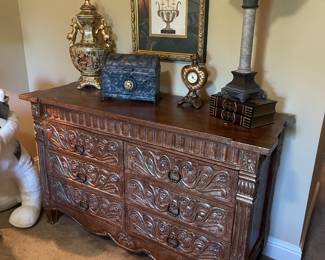 All wood hand carved chest 