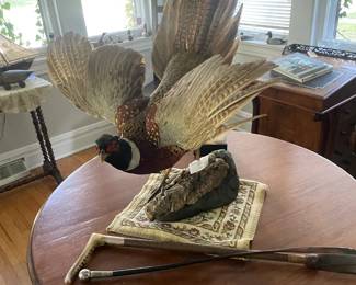 Cool pheasant mount and a few riding crops
