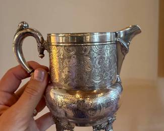 Antique James W. Tufts triple silver plated tea servers