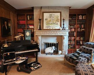 Cash only!  Samick SG-172 baby grand piano available. Musical instruments and chairs have sold.