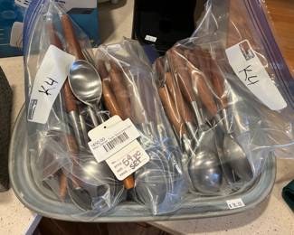 59pc Dansk Teak Silverware Set