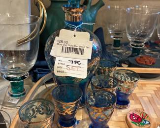 Blue and Gold Decanter Set