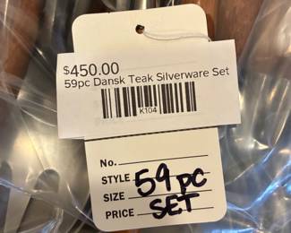 59pc Dansk Teak Silverware Set