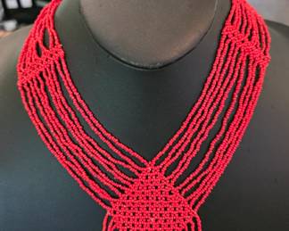 red seed bead necklace