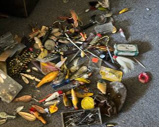 My guy!!! The vintage fishing lures here are great and we have some killer WAY vintage handmade (& maker signed) Heddon fly fishing poles!!! These are seriously sweet!