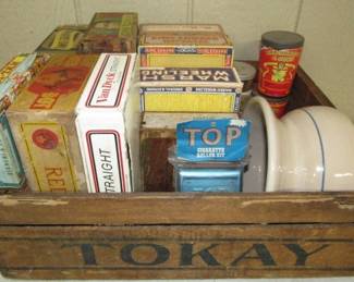Wood Box w/Tobacco Items